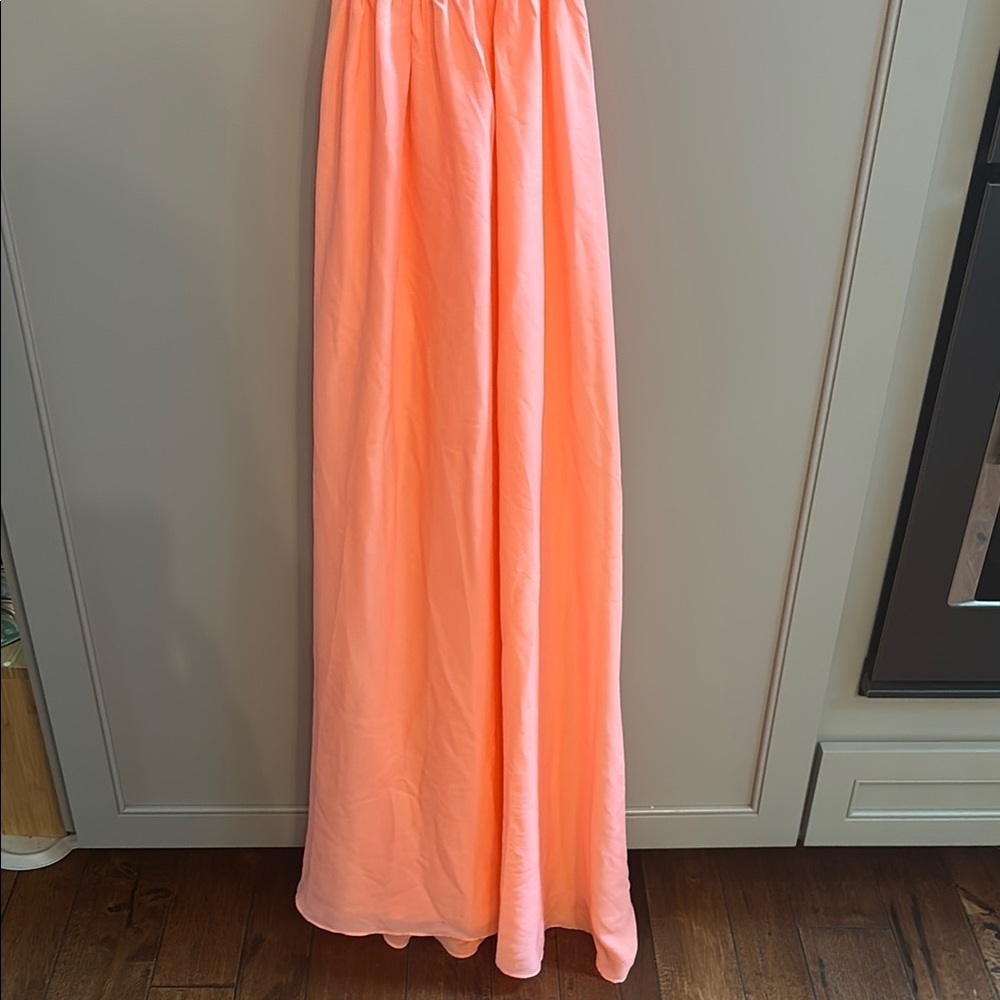 Elegant Coral Lace Maxi Dress lg - Picture 2 of 7